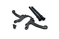RC Maker carbon fibre rear vertical body mount set including a carbon plate, two black plastic body posts, and two small metal screws.