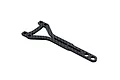 A black carbon fibre rear top deck component for an RC car, featuring a Y-shaped design with mounting holes and a central slot.