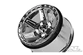 A single chrome Pro-Line Desperado 2.8-inch RC monster truck wheel rim against a white background.