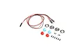 Losi LED headlight and taillight set including wiring, chrome reflectors, red and blue lenses, and mounting screws.