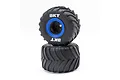 Losi 1/18 Blue Beadlock Rims on Monster Truck Tyres 2Pcs LOS41047