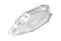 A clear, unpainted polycarbonate RC buggy body shell for an XRAY 1/10 Epsilon, shown from a high-angle perspective against a white background.