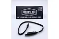 A Reefs RC 9-inch lockable heavy-duty servo extension wire with black connectors, displayed in front of a branded Reefs RC product card.