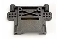 A black plastic Traxxas rear bulkhead spare part for RC vehicles, shown from a front-facing perspective against a white background.