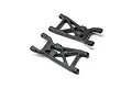 Two black Losi Stiffezel front suspension arms for RC cars, shown from an overhead angle on a white background.