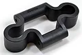 A black RPM RC rear bumper mount made of molded plastic, shown from an angled perspective against a white background.