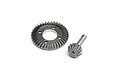 Axial 13T/38T overdrive ring and pinion gear set for RC vehicles, featuring a large ring gear and a smaller pinion gear on a white background.