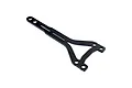 A black fibreglass RC car rear top deck component with a Y-shaped design and multiple mounting holes, isolated on a white background.