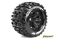A single Louise MT-Pioneer monster truck tyre mounted on a black plastic rim against a white background.