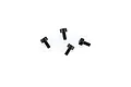 Four black metal cap head screws arranged on a white background.