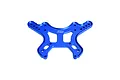 A blue anodized aluminium front shock tower for an RC car by GPM Racing, featuring multiple mounting holes and a central GPM logo.