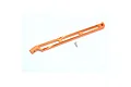 An orange anodized aluminium RC chassis brace with a single silver screw on a white background.
