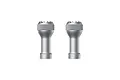 Two silver, textured metal removable joystick controller sticks for a Potensic drone remote controller.