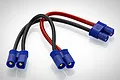 A G-Force EC3 series adapter cable with blue plastic connectors and red and black silicone wires on a white background.