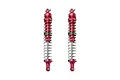 Two GPM Racing red anodized aluminium adjustable RC shock absorbers with silver springs against a white background.