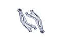Two silver GPM Racing aluminium front upper suspension arms for RC cars, featuring a machined design with 7075 branding.