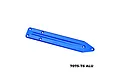 A blue anodized aluminium GPM Racing rear skid plate brace for RC vehicles, featuring a long, narrow design with multiple mounting holes.