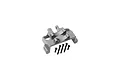 A grey aluminium servo mount for an RC car, shown with five small black mounting screws on a plain white background.