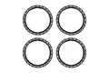 Four grey aluminium beadlock rings for Traxxas Pro Scale wheels arranged in a two-by-two grid against a white background.