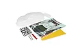 A clear, unpainted Kyosho 1/10 scale Acura NSX RC car body shell with included decal sheet and plastic parts tree.