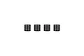 Four small, black cylindrical DCV retainer sleeves arranged in a horizontal row against a white background.