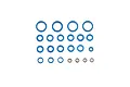 A collection of 23 assorted metal ball bearings with blue rubber seals arranged in rows on a white background.