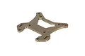 A bronze-coloured aluminium front shock tower for an RC car, featuring multiple mounting holes and a central cutout, isolated on a white background.