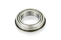 A single metal shielded flanged ball bearing for RC vehicles isolated on a white background.