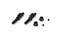 Two black metal brake cams, two bushings, and two small grub screws for Losi RC vehicles.