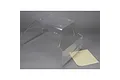 An unpainted clear polycarbonate cab body shell for the Losi 5IVE-T RC truck, shown with a small adhesive sheet on a grey background.