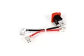 A Losi RC engine kill switch with a red button, black housing, and red and black wires with clear plastic spade connectors.