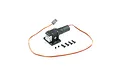 E-Flite 90-degree main landing gear retract unit with attached servo wire and included mounting screws on a white background.