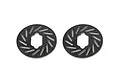 Two circular carbon fibre brake discs for an RC car, featuring a hexagonal center hole and radial ventilation slots.