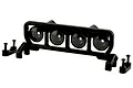 RPM black universal 4-bucket light bar set for RC vehicles, featuring four circular light housings and mounting brackets with screws.