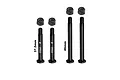 GPM Racing black steel suspension pins and locking nuts, including two 37.5mm pins and two 46mm pins.