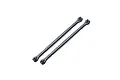 Two grey aluminium RC steering rods with ball joints at each end, positioned diagonally against a white background.
