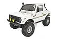 Element RC Enduro Bushido 1/10 scale RC rock crawler in white, featuring a detailed off-road body, snorkel, and rugged tires.