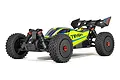 ARRMA Typhon 223S BLX 4WD electric brushless RC buggy in yellow with black wheels and rear wing on a white background.