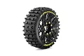 A single Louise 1/8 scale B-Pioneer buggy tyre mounted on a black multi-spoke wheel with gold-coloured lug nuts, set against a white background.