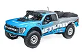 Losi Ford F-150 Raptor Baja Rey 2.0 4X4 RC Short Course Truck in blue and grey livery with Method branding.