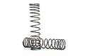 Two Traxxas GTR progressive shock springs with a green stripe, shown in a studio product shot against a white background.