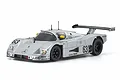 Kyosho Mini-Z Sauber-Mercedes C9 No.63 RC car in silver livery with black wheels and rear wing on a white background.
