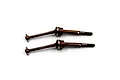 Two brown metal Yeah Racing CVD driveshafts for RC cars, featuring a jointed design and threaded ends, isolated on a white background.