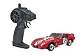 Kyosho First Mini-Z Shelby Cobra Daytona RC car in red with white racing stripes and number 59, shown with its black pistol-grip transmitter.