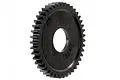 A black HPI Racing 43T 1Mod spur gear for RC cars, showing the gear teeth and molded part number on a white background.