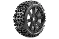 A single Louise 1/8 scale B-Pioneer buggy tyre mounted on a black multi-spoke plastic rim against a white background.