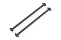 Two black metal RC car drive shafts with ball joints at each end, isolated on a white background.