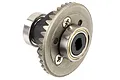 HSP 38T differential gear mounted on a solid differential case with bearings, isolated on a white background.