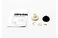 Traxxas 5396X forward/reverse gear set including plastic gears, metal pin, washer, and e-clip with installation instructions.