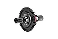 GPM Racing 50T 1Mod complete differential for RC cars, featuring a black gear, red internal accents, and metal outdrives on a white background.